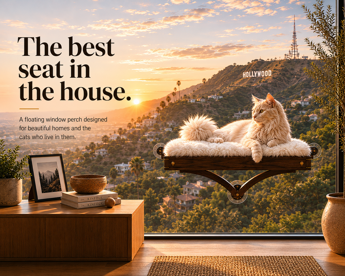 URMA Perch — The best seat in the house. A floating window perch designed for beautiful homes and the cats who live in them.